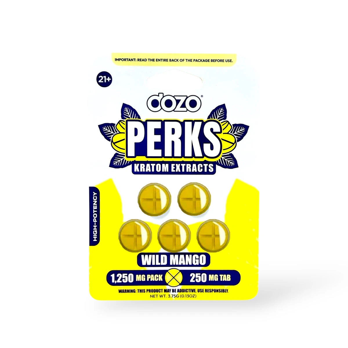 Dozo Perks Kratom Extracts Wild Mango 250mg Tablet